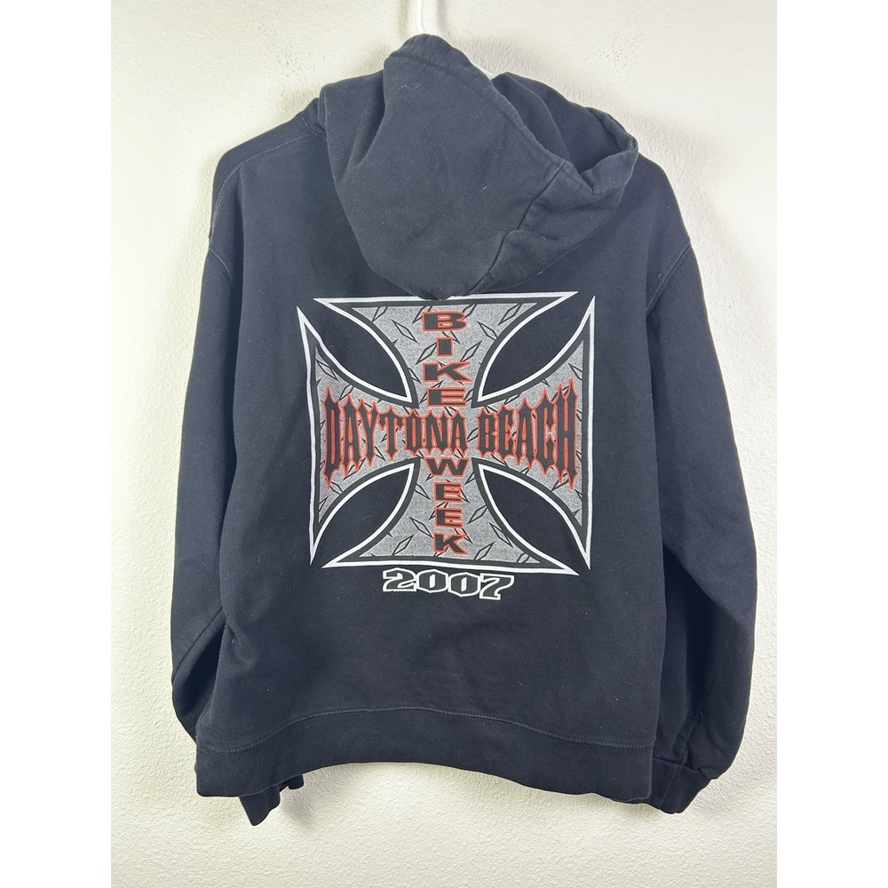 Bike Week ‎ Sz Small Black Faded Distressed Iron Cross Vintage Y2K